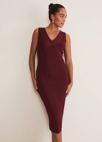 Phase Eight Fressia Cut Out Bandage Dress Burgundy USA | 1906487-UC